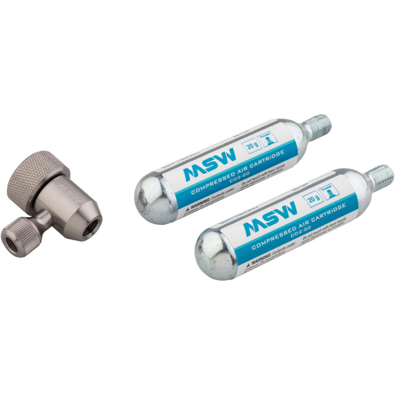 Load image into Gallery viewer, MSW Jetstream 20 CO2 Kit. Includes Inflator head and 2 20 Gram CO2 cartridges