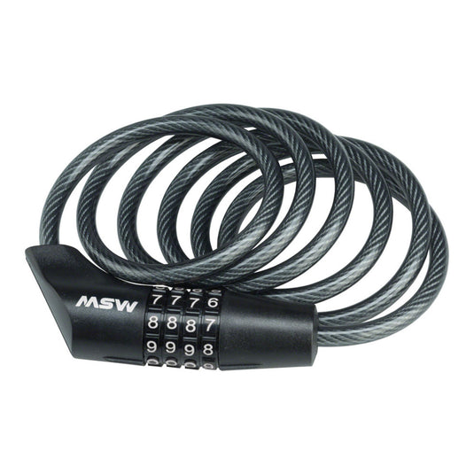 MSW CLK-108 Combination Cable Lock, 8mm x 5', Black