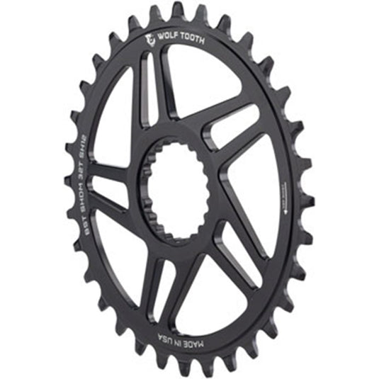 Wolf Tooth Direct Mount Chainring - 30t, Shimano DM, For Boost Cranks, 3mm Offset, Drop-Stop ST, Requires 12-Speed HG+ Chain, Black