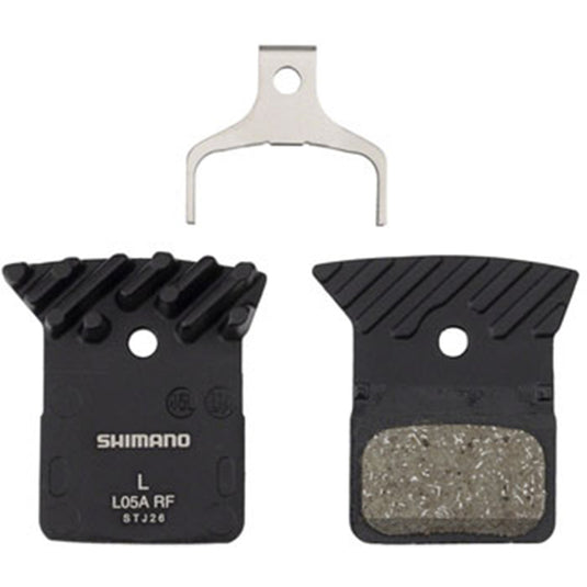 Shimano L05A-RF Disc Brake Pad and Spring - Resin Compound, Finned Alloy Back Plate, One Pair