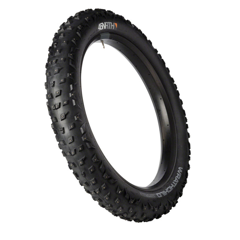 Load image into Gallery viewer, 45NRTH Wrathchild Tire - 26 x 4.6, Tubeless, Folding, Black, 120 TPI, 224 XL Concave Carbide Aluminum Studs
