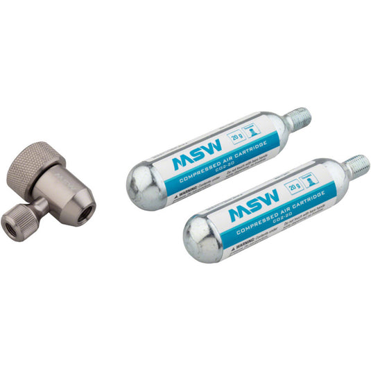 MSW Jetstream 20 CO2 Kit. Includes Inflator head and 2 20 Gram CO2 cartridges