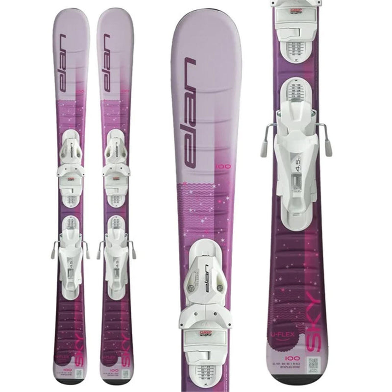 Load image into Gallery viewer, Elan Kids' Sky Skis w/EL 4.5 GW CA JRS White Bindings 2027
