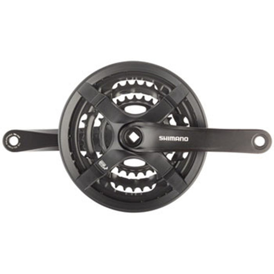 Shimano Tourney FC-TY501 Crankset - 170mm, 6/7/8-Speed, 42/34/24t, Riveted, Square Taper JIS Spindle Interface, Black