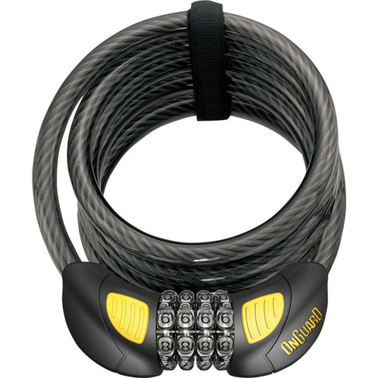 OnGuard Doberman Lighted Combo Cable Lock: 6' x 12 mm, Gray/Black/Yellow
