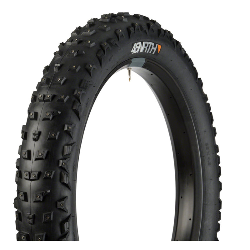 Load image into Gallery viewer, 45NRTH Wrathchild Tire - 26 x 4.6, Tubeless, Folding, Black, 120 TPI, 224 XL Concave Carbide Aluminum Studs
