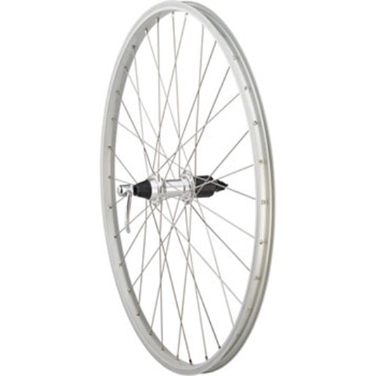 Quality Wheels Value Single Wall Series Rear Wheel - 26", QR x 135mm, Rim Brake, HG 10, Silver, Clincher, 36H